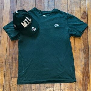 Nike Dark Green Tee and Milwaukee Bucks Cap Combo